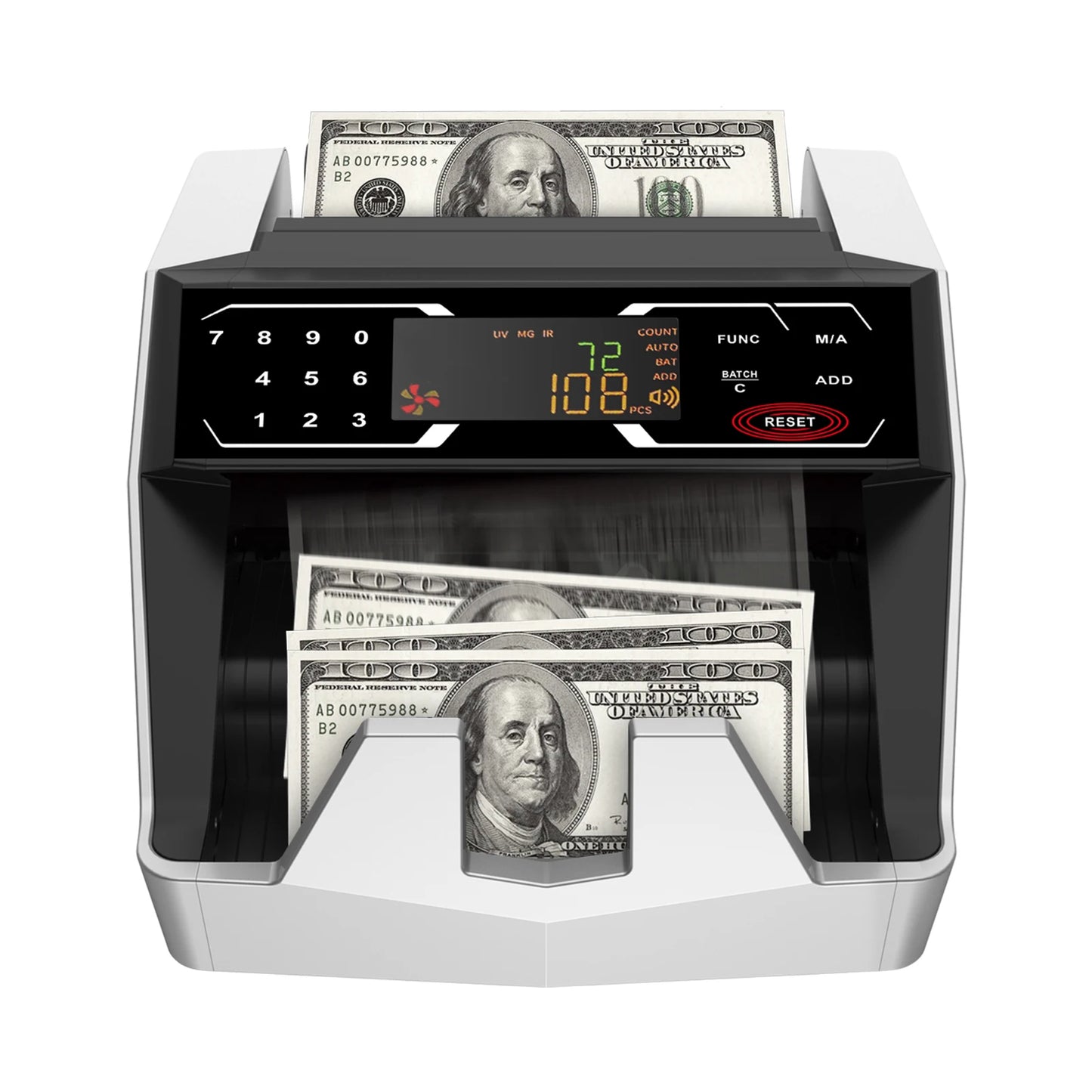 Money Counter Machine Counterfeit Bill Detector Automatic Money Detection Fast Counting Speed Cash Counting Machine w/ UV MG IR