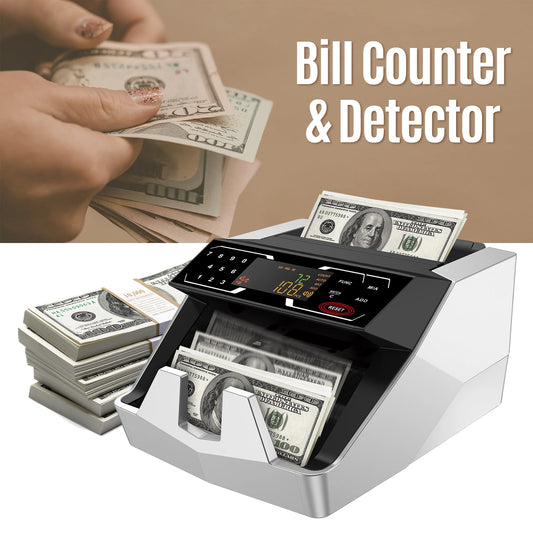 Money Counter Machine Counterfeit Bill Detector Automatic Money Detection Fast Counting Speed Cash Counting Machine w/ UV MG IR