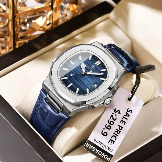 Luxury Square Man Watch Date Waterproof