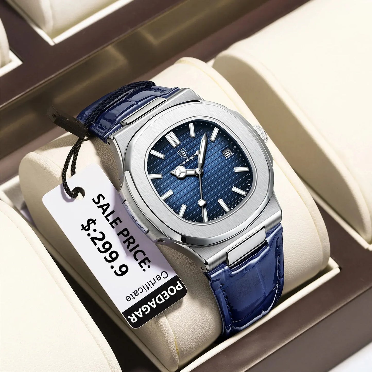 Luxury Square Man Watch Date Waterproof