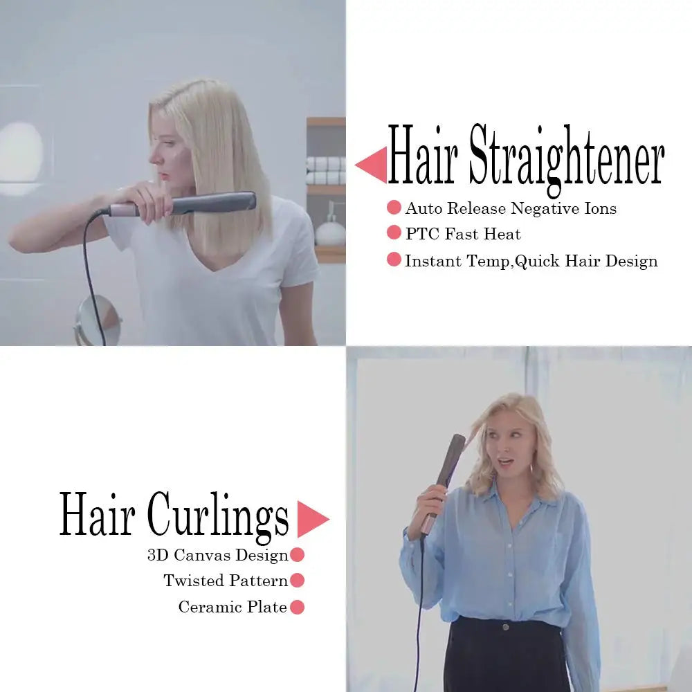 2 in 1 Hair Straightener And Curling Iron Super Fast Heating